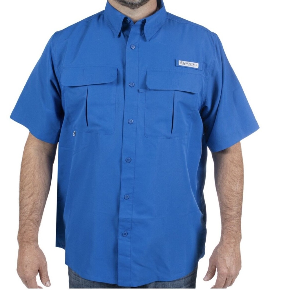 Realtree Men’s Short Sleeve Button Front Fishing Shirt‎ Size Small